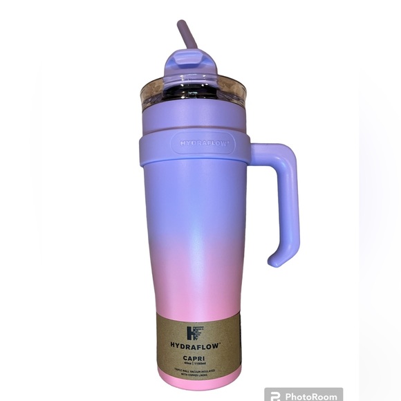 Other - HYDRAFLOW CAPRI TUMBLER OMBRÉ PURPLE PINK with straw and handle (40oz)